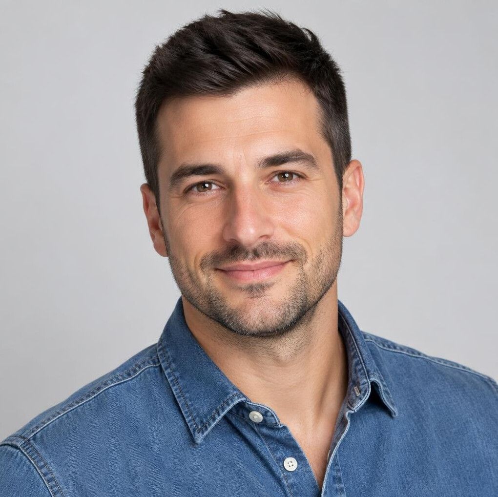 Professional headshot of a Croatian male book cover illustrator